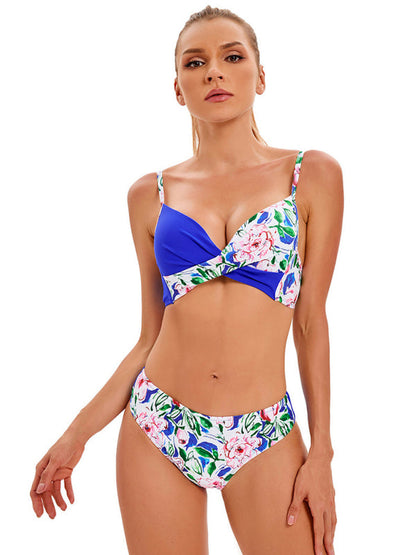 Swimwear- Summer Beach Clasic 2-Piece Floral Bikini Bra and Bottoms- - Pekosa Women Clothing