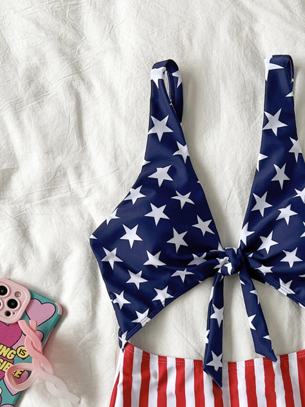 Swimwear- USA Swimsuit The Patriot One-Piece Swimwear in American Flag Print- - Pekosa Women Clothing