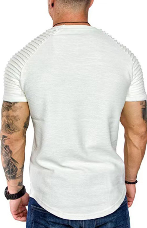 T-Shirts- Athletic Essential Solid Muscle Tee for Men's Gym Workouts- - Pekosa Women Clothing