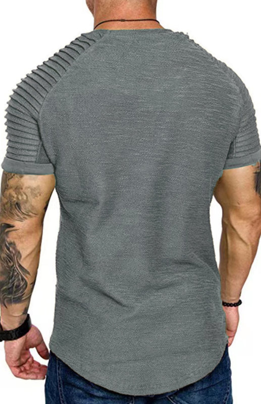 T-Shirts- Athletic Essential Solid Muscle Tee for Men's Gym Workouts- - Pekosa Women Clothing