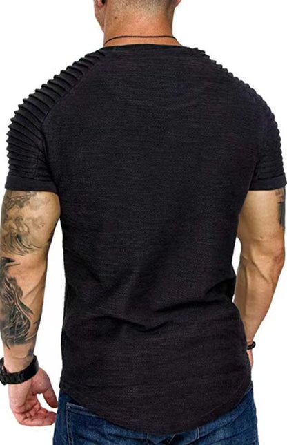 T-Shirts- Athletic Essential Solid Muscle Tee for Men's Gym Workouts- - Pekosa Women Clothing