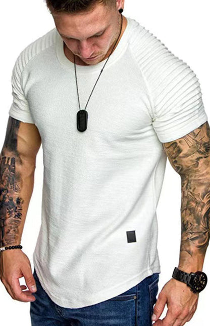 T-Shirts- Athletic Essential Solid Muscle Tee for Men's Gym Workouts- Raw white off white- Pekosa Women Clothing