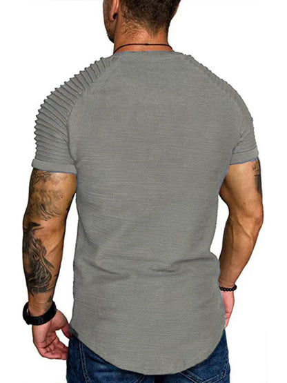 T-Shirts- Athletic Essential Solid Muscle Tee for Men's Gym Workouts- - Pekosa Women Clothing