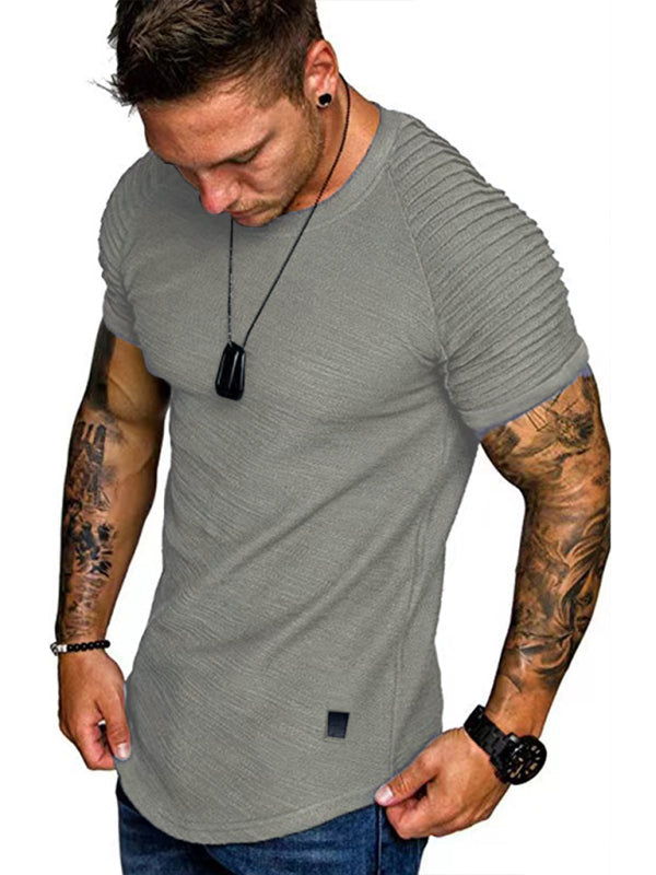 T-Shirts- Athletic Essential Solid Muscle Tee for Men's Gym Workouts- - Pekosa Women Clothing