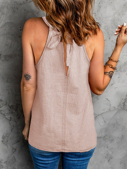 Tank tops- Women's Denim Halter Tank Top- - Pekosa Women Clothing