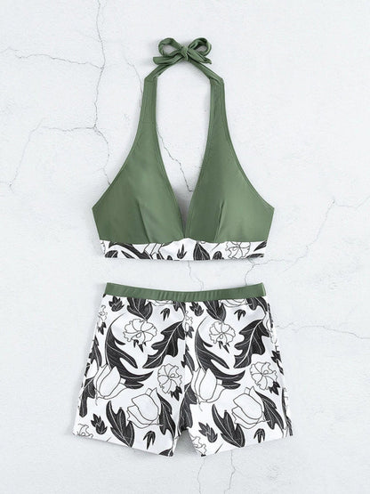 Tankini Set- Tropical Romance: Two Piece Tankini Set for a Dreamy Summer- - Pekosa Women Clothing