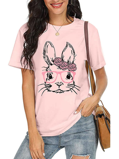 Tees- Easter Holly Week in a Women's Mama Bunny Tee- Pink- Pekosa Women Clothing