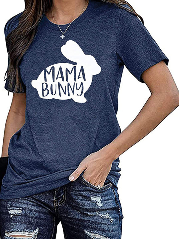 Tees- Easter Holly Week in a Women's Mama Bunny Tee- Champlain color- Pekosa Women Clothing