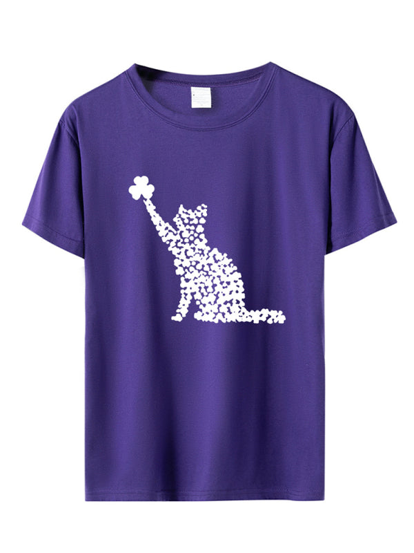 Tees- Women's St. Paddy's Day Luck Tee- Purple- Pekosa Women Clothing