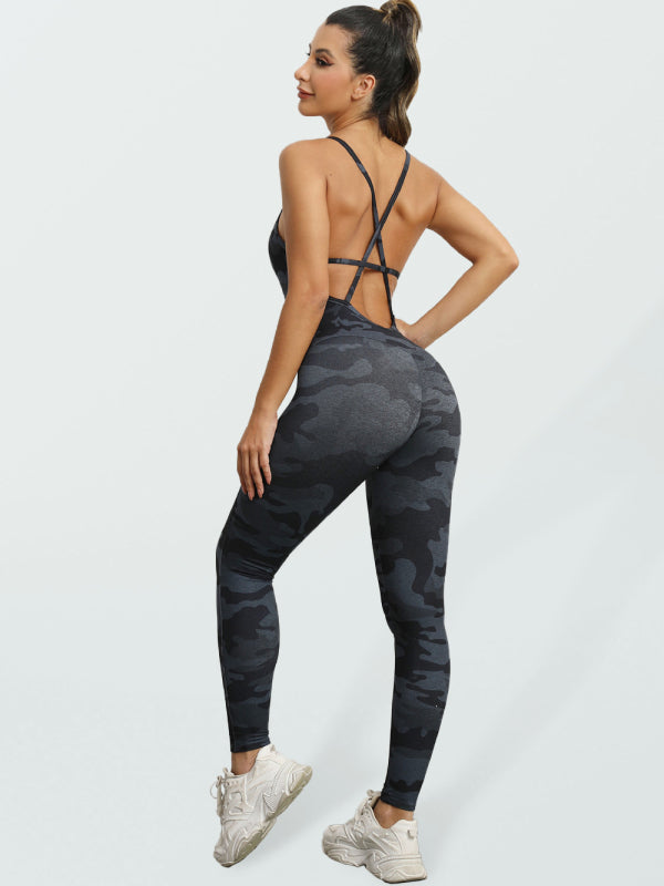 Tight Pantsuits- Solid Butt Lifting Tight Jumpsuit Unitard- Dark Gray- Pekosa Women Clothing