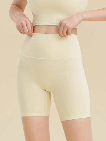 Tight Shorts- Solid Butt Lifting Tight Shorts- Cream- Pekosa Women Clothing