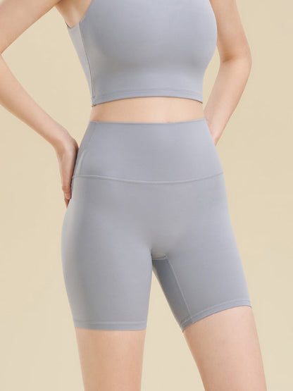 Tight Shorts- Solid Butt Lifting Tight Shorts- Grey- Pekosa Women Clothing