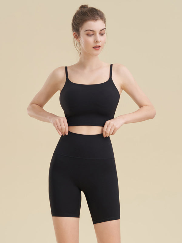 Tight Shorts- Solid Butt Lifting Tight Shorts- Black- Pekosa Women Clothing