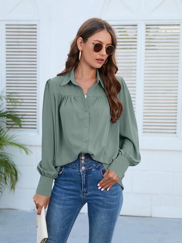 Top- Boho Chic with Puff Long sleeves Shirt - Women's Top- - Pekosa Women Clothing