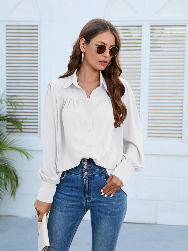 Top- Boho Chic with Puff Long sleeves Shirt - Women's Top- - Pekosa Women Clothing