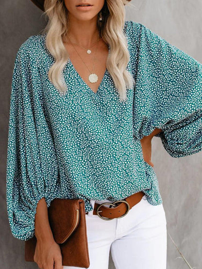 Top- Effortlessly Chic: The Floral Office Tunic Top for Women- Green- Pekosa Women Clothing