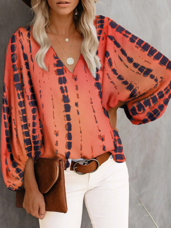 Top- Effortlessly Chic: The Floral Office Tunic Top for Women- Orange Red- Pekosa Women Clothing