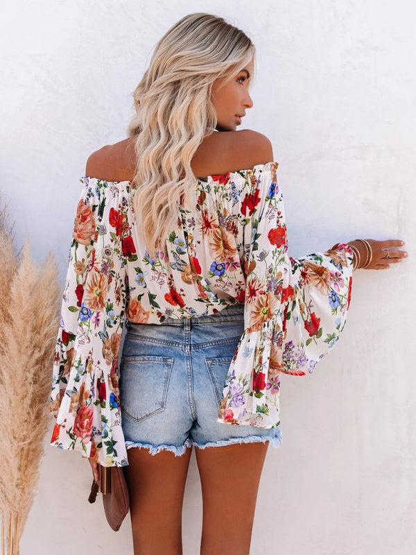 Top- Floral Off-Shoulder Blouse for Women - Top- - Pekosa Women Clothing