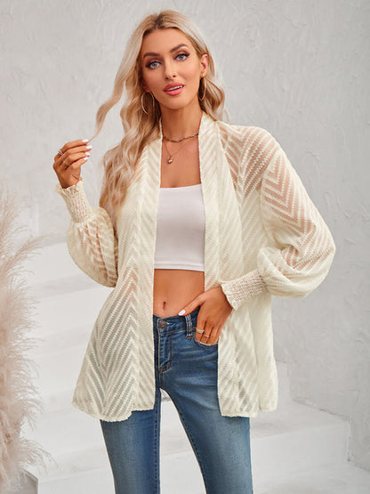 Top- Stay Chic and Cozy with the Women's Sheer Cardigan - Shop Now!- Cracker khaki- Pekosa Women Clothing