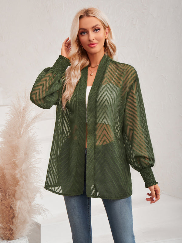 Top- Stay Chic and Cozy with the Women's Sheer Cardigan - Shop Now!- - Pekosa Women Clothing