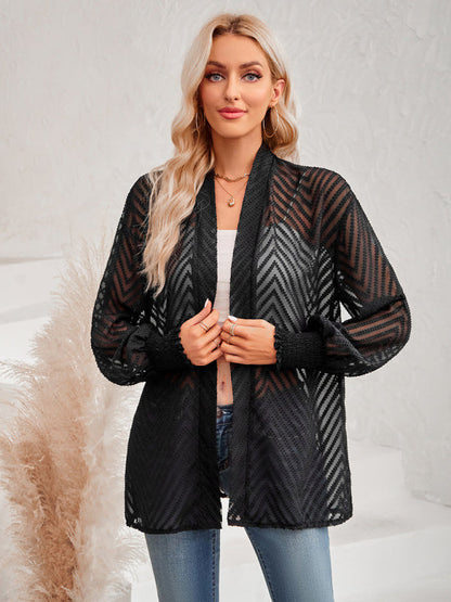 Top- Stay Chic and Cozy with the Women's Sheer Cardigan - Shop Now!- - Pekosa Women Clothing