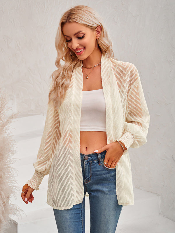 Top- Stay Chic and Cozy with the Women's Sheer Cardigan - Shop Now!- - Pekosa Women Clothing