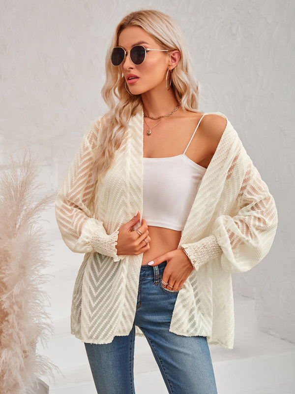 Top- Stay Chic and Cozy with the Women's Sheer Cardigan - Shop Now!- - Pekosa Women Clothing