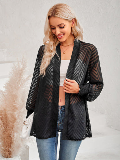 Top- Stay Chic and Cozy with the Women's Sheer Cardigan - Shop Now!- - Pekosa Women Clothing