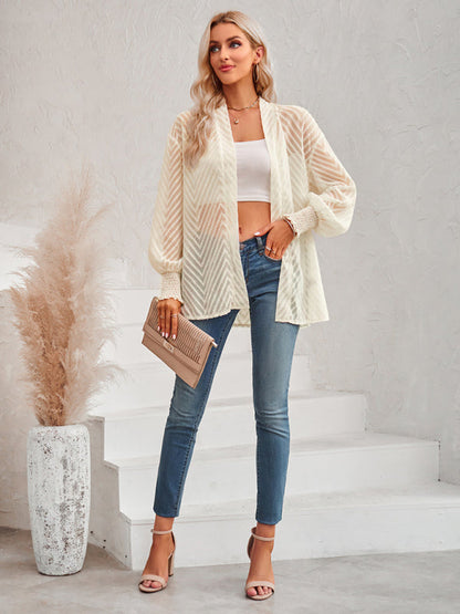 Top- Stay Chic and Cozy with the Women's Sheer Cardigan - Shop Now!- - Pekosa Women Clothing