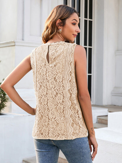 Top- Women's Casual Lace Sleeveless Cami Vest for Women- - Pekosa Women Clothing