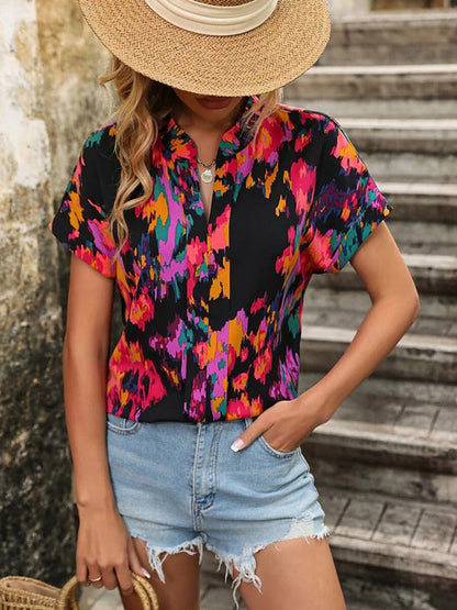 Top- Women's Floral Print T-shirt - A Perfect Casual Top for Any Occasion- - Pekosa Women Clothing