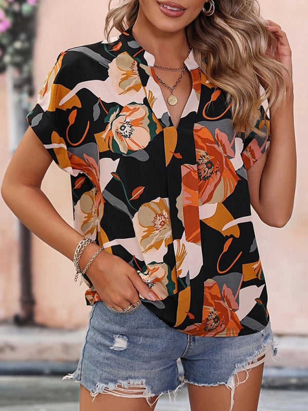 Top- Women's Floral Print T-shirt - A Perfect Casual Top for Any Occasion- - Pekosa Women Clothing