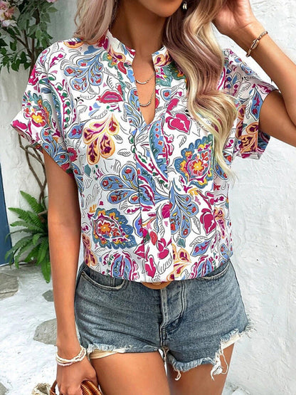 Top- Women's Floral Print T-shirt - A Perfect Casual Top for Any Occasion- - Pekosa Women Clothing