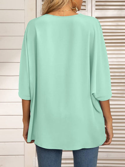 Tops- Elegant Women's Batwing V Neck Blouse Top- - Pekosa Women Clothing