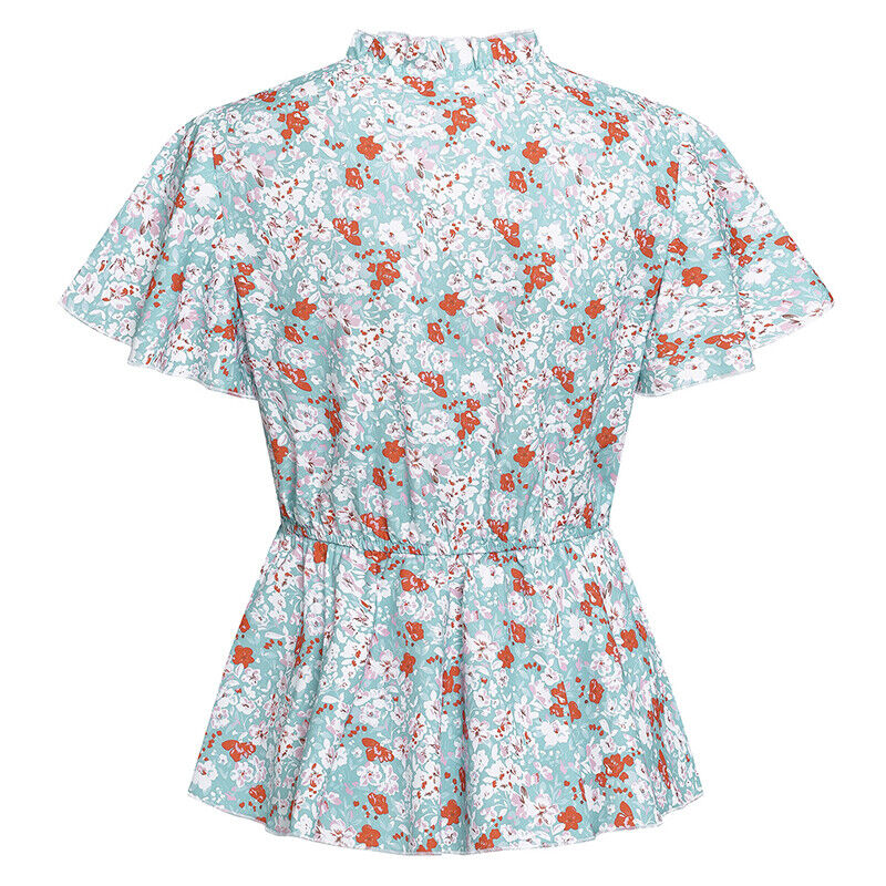 Tops- Floral Fun: Casual T-Shirt with Belted Waist- - Pekosa Women Clothing