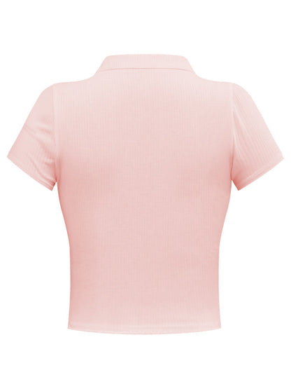 Tops- From Work to Play: Our Women's Collared Polo - Women's V-Neck Top- - Pekosa Women Clothing