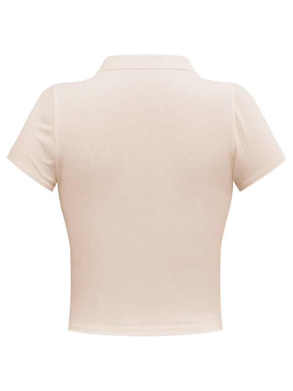 Tops- From Work to Play: Our Women's Collared Polo - Women's V-Neck Top- - Pekosa Women Clothing