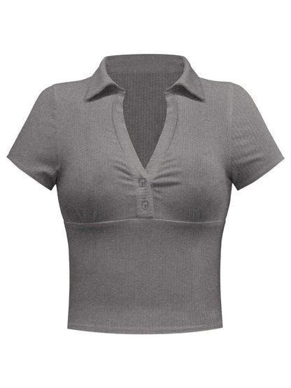 Tops- From Work to Play: Our Women's Collared Polo - Women's V-Neck Top- - Pekosa Women Clothing