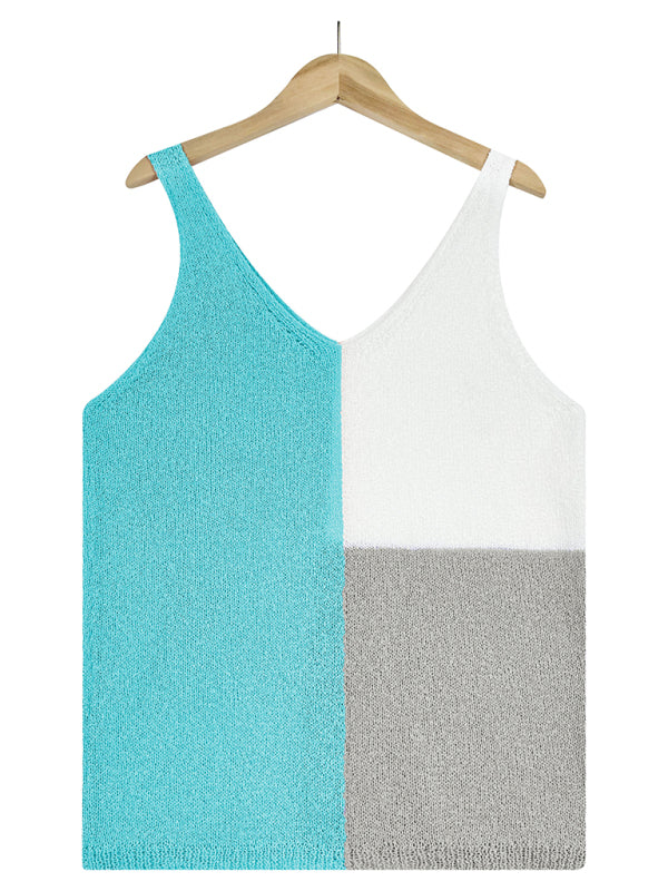 Tops - Sleeveless shirt- Knitted Tank Top - Knitwear Vest- - Pekosa Women Clothing