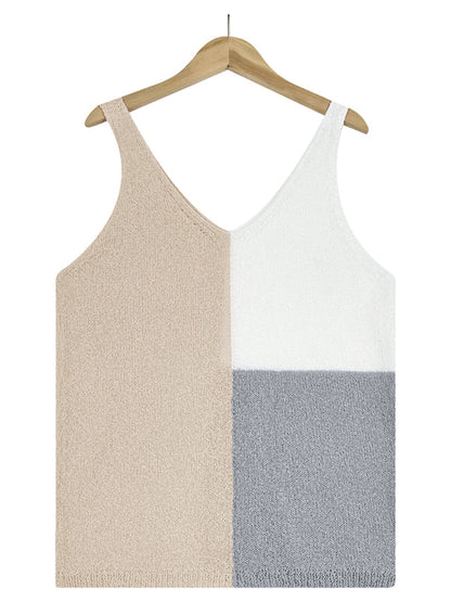 Tops - Sleeveless shirt- Knitted Tank Top - Knitwear Vest- - Pekosa Women Clothing