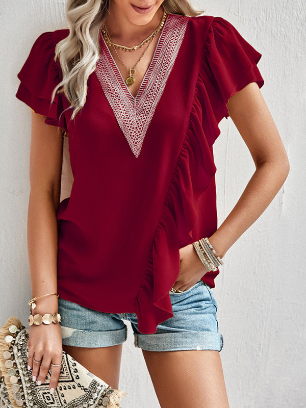 Tops- Summer Casual Blouse - Women's Top- - Pekosa Women Clothing