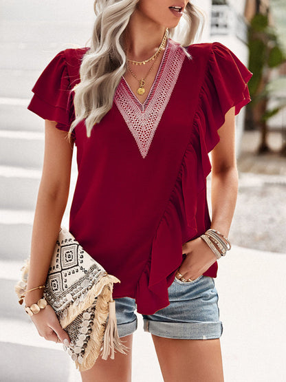 Tops- Summer Casual Blouse - Women's Top- - Pekosa Women Clothing