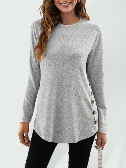 Tops- Versatile and Chic: Our Casual T-Shirt for Women- Grey- Pekosa Women Clothing