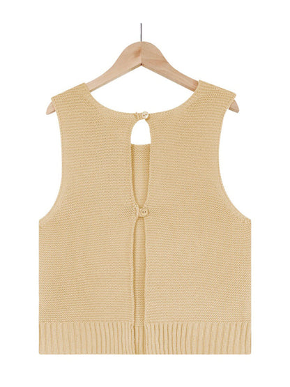 Tops- Women's Casual Knit Button Tank Top - Vest- - Pekosa Women Clothing