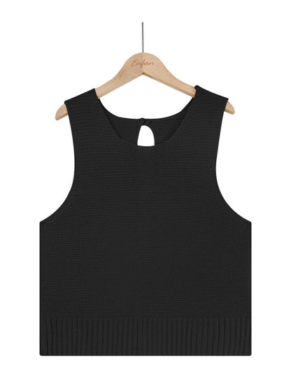 Tops- Women's Casual Knit Button Tank Top - Vest- - Pekosa Women Clothing