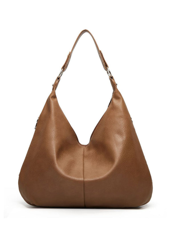 Tote Bags- Tote Shoulder Hobo Bag in Faux Leather- - Pekosa Women Clothing