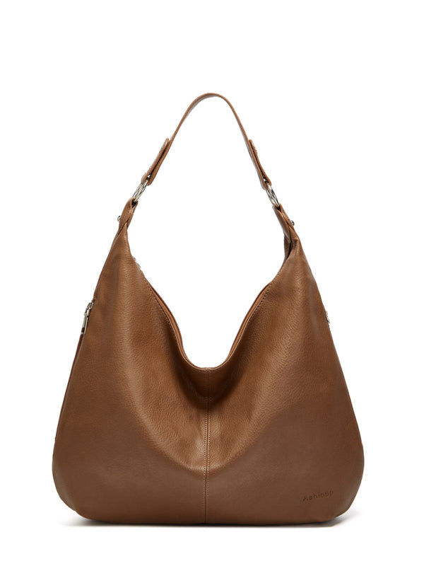 Tote Bags- Tote Shoulder Hobo Bag in Faux Leather- - Pekosa Women Clothing