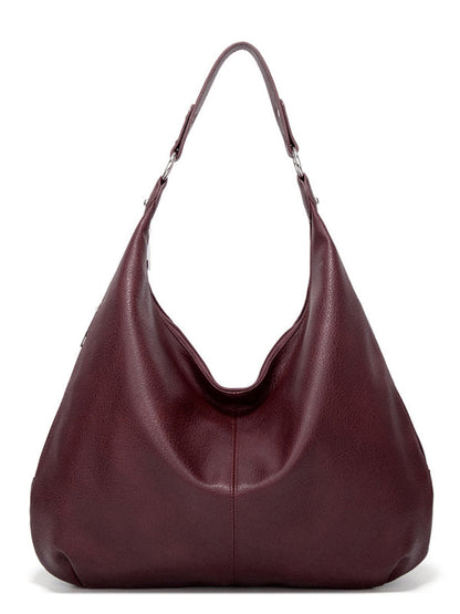 Tote Bags- Tote Shoulder Hobo Bag in Faux Leather- - Pekosa Women Clothing