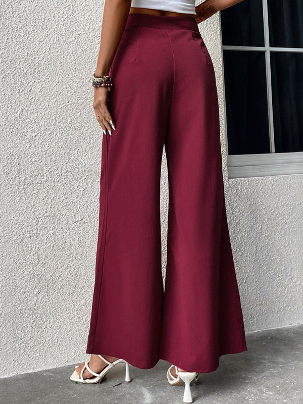 Trousers- Boho Women's Trousers with Waist Ribbon Knot Belt - Pants- - Pekosa Women Clothing