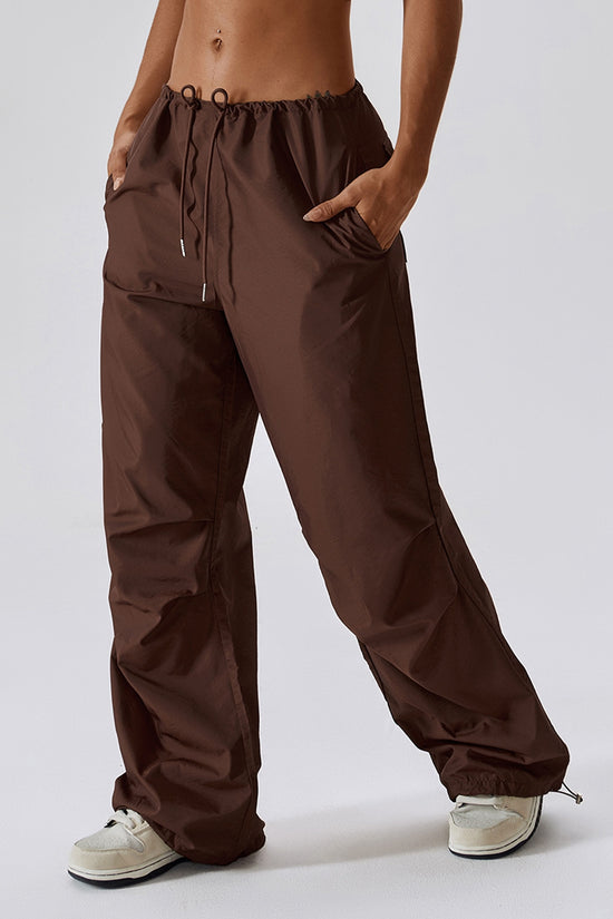 Trousers- Solid Parachute Cargo Trousers - Pants- - Pekosa Women Clothing